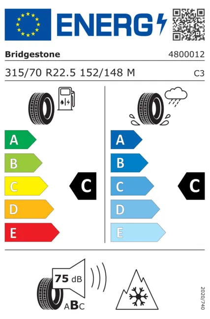 Etiqueta UELo neumático bridgestone M749